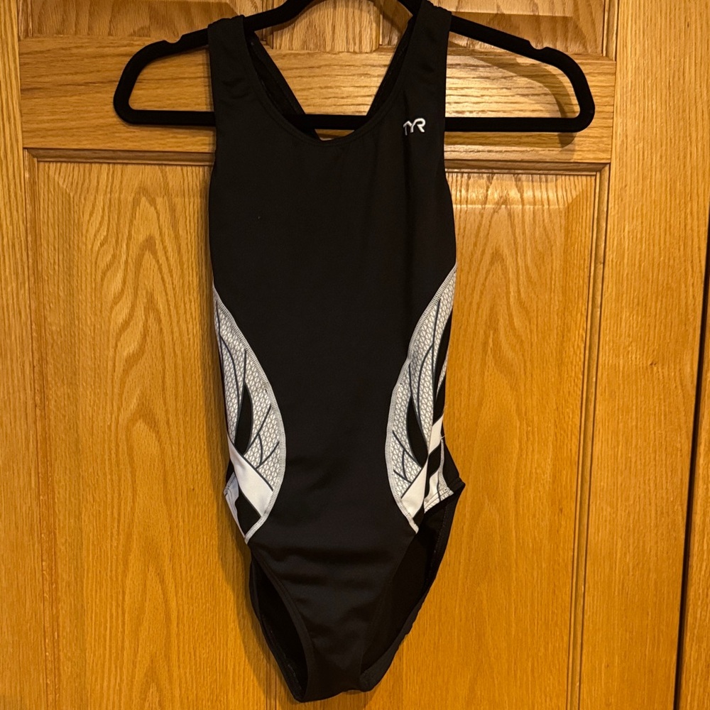 TYR Black and White Athletic Swimsuit